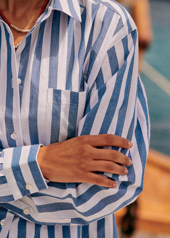 Max Shirt - Ecru / Blue - Sézane