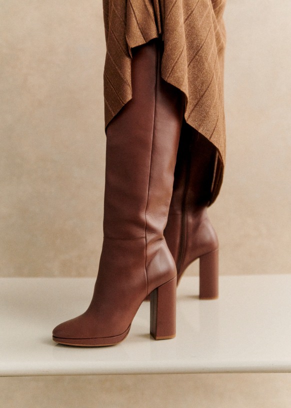 Brown thigh high boots online