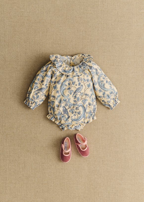 Barboteuse Lina - Petit Sézane x Antoinette Poisson - Imprimé Oiseaux Bleus