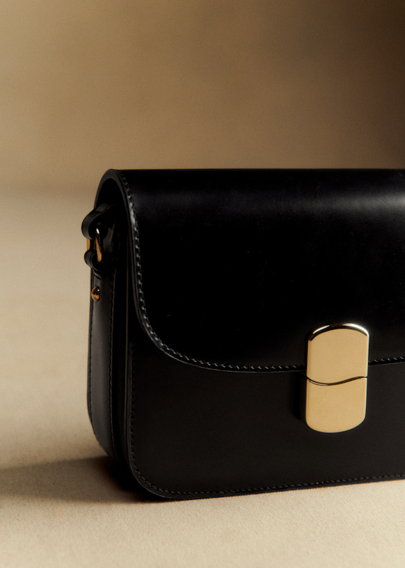 Milo Mini クラシックバッグ - アイスブラック - 牛革 - Sézane