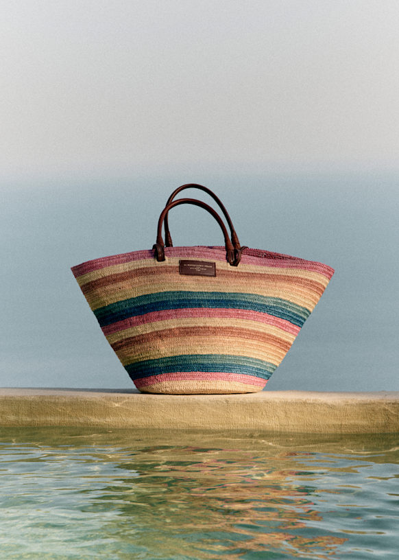 Justine Maxi Basket Bag - Raffia Pink/ Multi Rays - Raffia Justine Maxi Basket Bag - Raffia Pink/ Multi Rays - Raffia