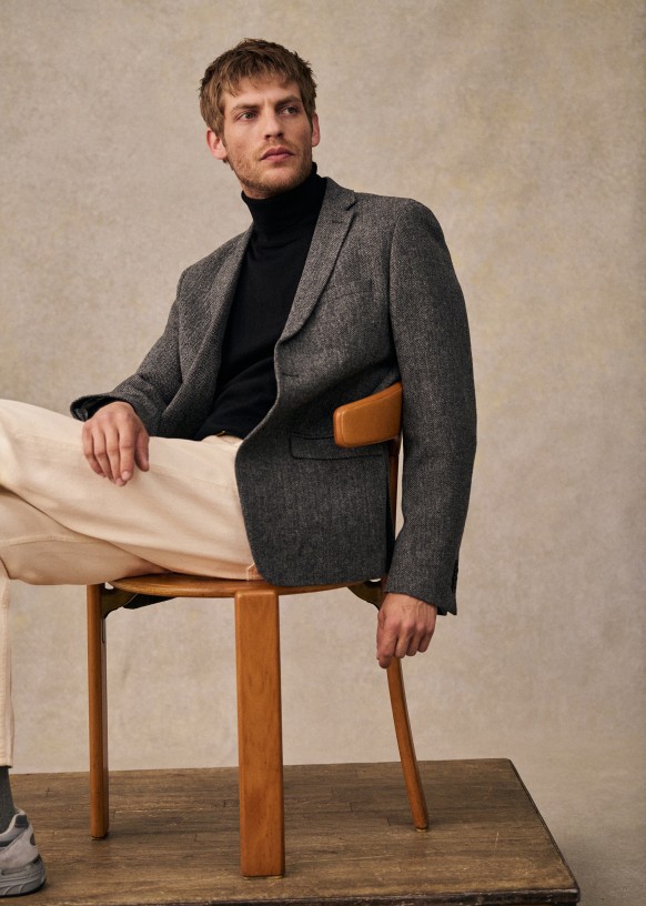 Veste tweed chevron homme clearance