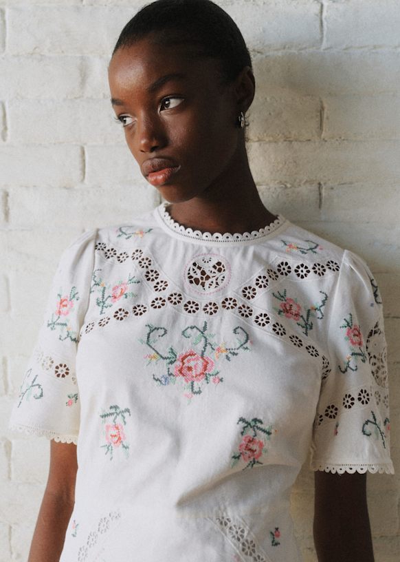 Olivia ドレス - Sézane x SEA NY - エクリュ地にミニマルチカラーの