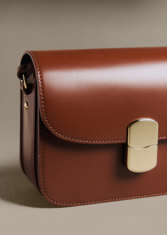 Milo Mini Classic Bag - Glossy Chocolate - Bovine leather