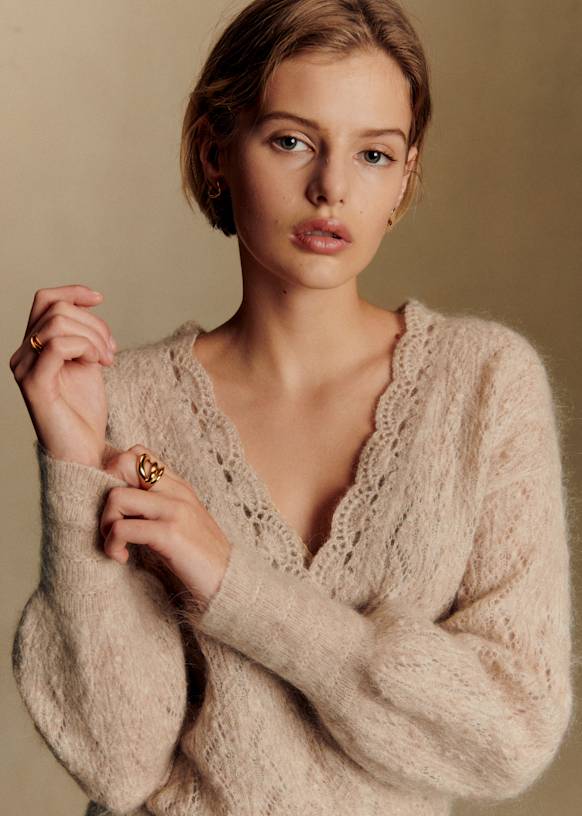 Nathalia セーター - メランジベージュ - キッドモヘア - Sézane