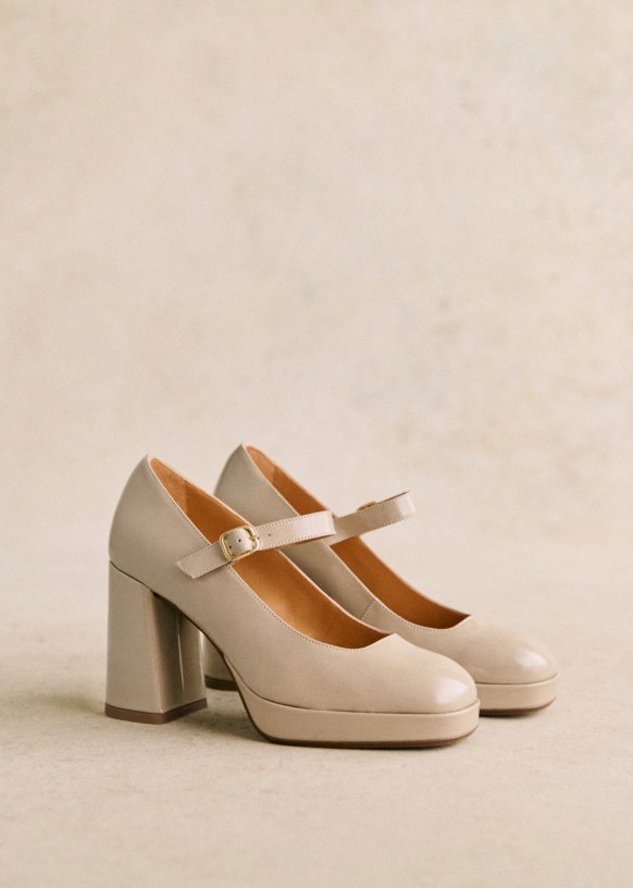 Beige mary jane heels hot sale
