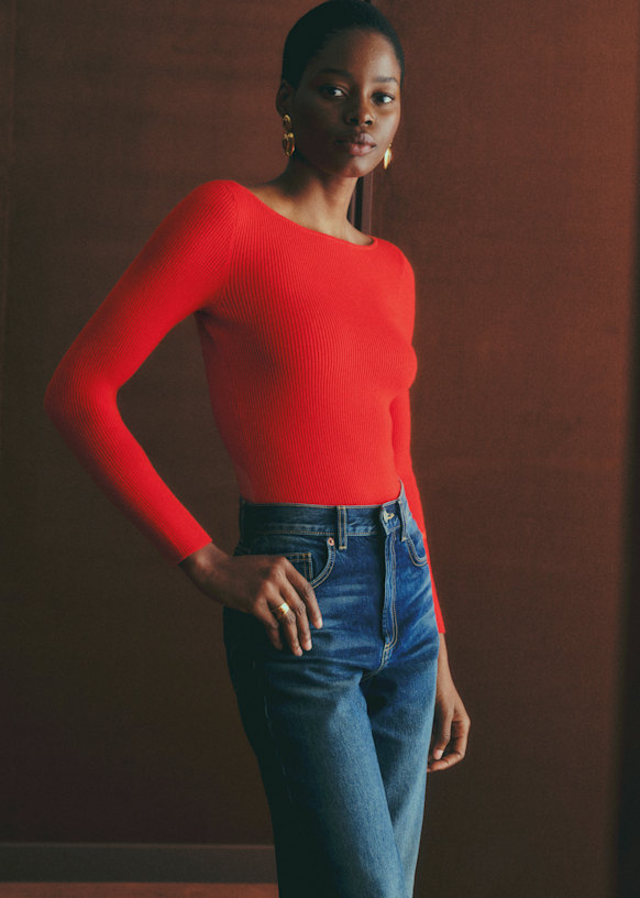 Eleonora Bodysuit - Red - Merino Wool - Sézane