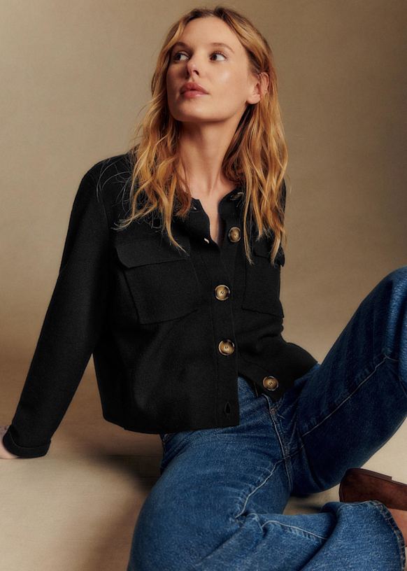 Betty Cardigan - Black - Merino Wool - Sézane