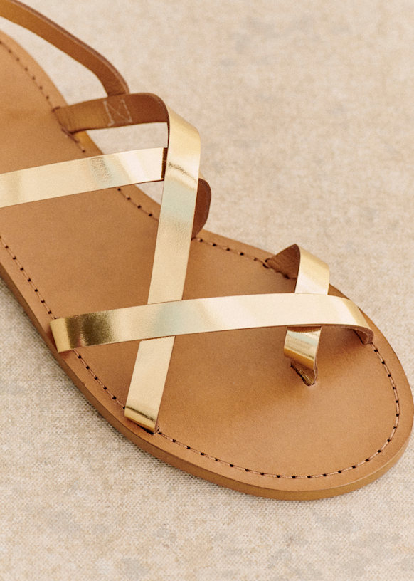 Adeline Low Sandals - Smooth braided gold - Crackled