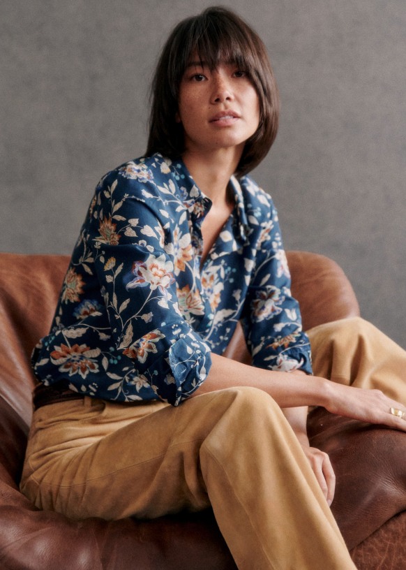Pierro Shirt - Navy Bloom - Cotton - Sézane