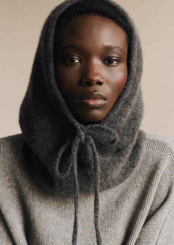 Côme Hooded Scarf - Charcoal Grey - Baby Alpaca - Octobre Éditions