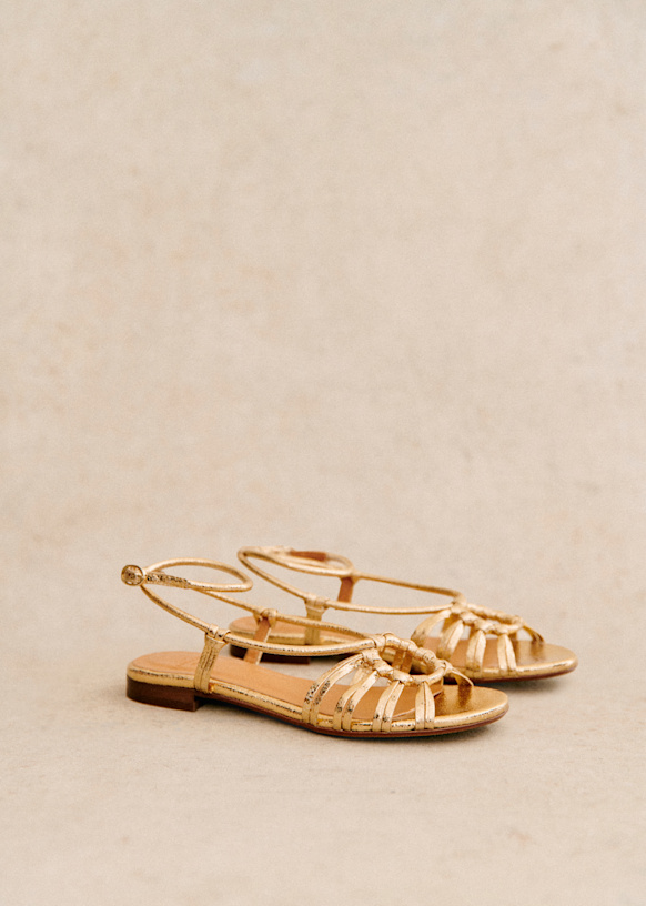 【セザンヌ】Gloriaサンダル Gloria Low Sandals - Smooth Gold - Goat Leather - Sézane