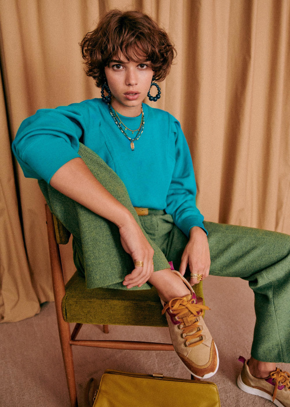 Alexa スウェットシャツ - ブルーフラワー - オーガニックコットン