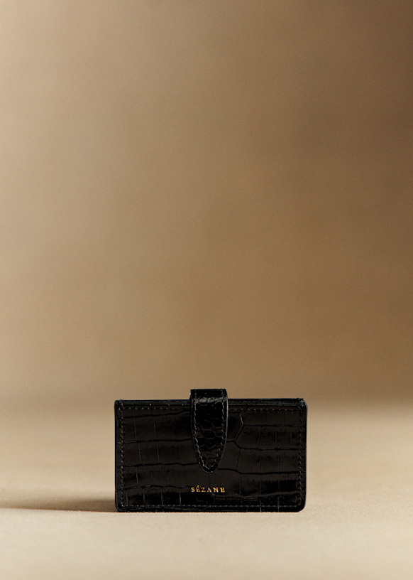 SÉZANE GINETTE カードホルダー チョコクロコ Ginette Card Holder - Chocolate Crocodile Print - Crocodile