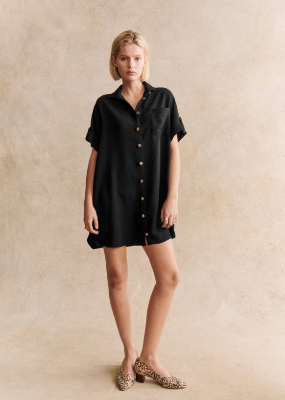 Ana Dress Black Recycled polyester Sezane