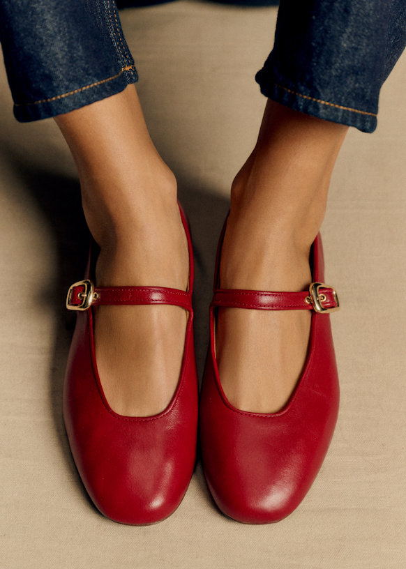 あ*こ様 SÉZANE セザンヌ VALENTIN バレリーナ スムースレッド2 Valentin Low Ballerinas - Smooth Red - Sheep leather - Sézane