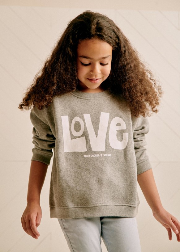 Love Sweatshirt Child - Sézane x Bobo Choses - Mottled grey / ecru ...