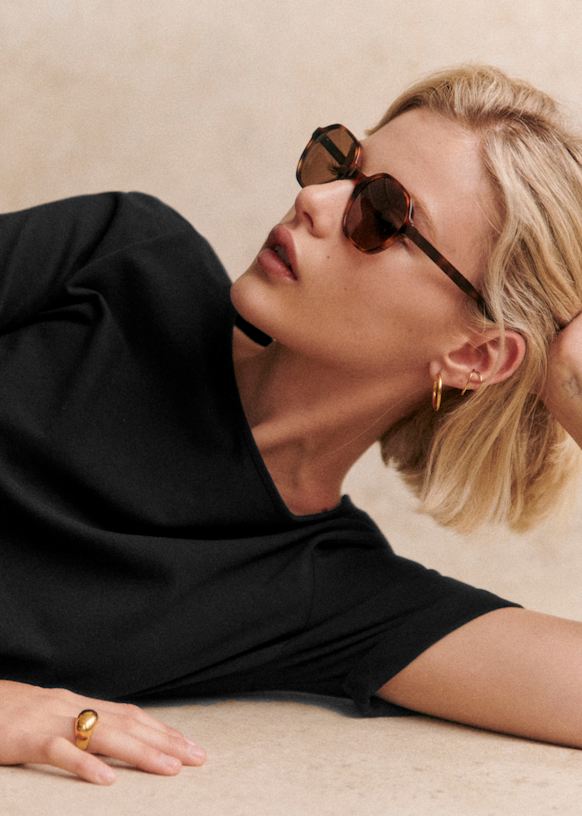 国内配送★SEZANE★Rita サングラス レトロな六角フレーム Rita sunglasses - Brown - Sézane