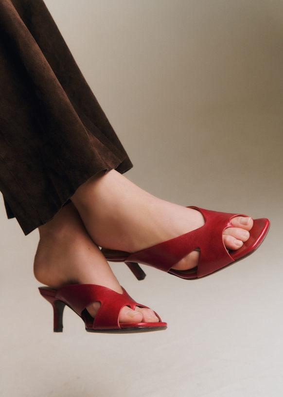 Ingrid Mule - Cherry Smooth - Bovine leather - Sézane