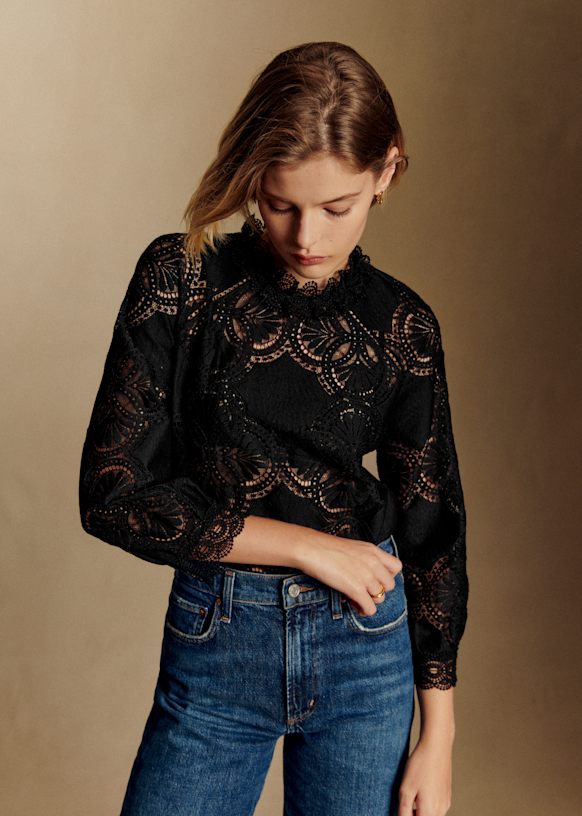 Bianca Blouse - Black - Organic Cotton - Sézane