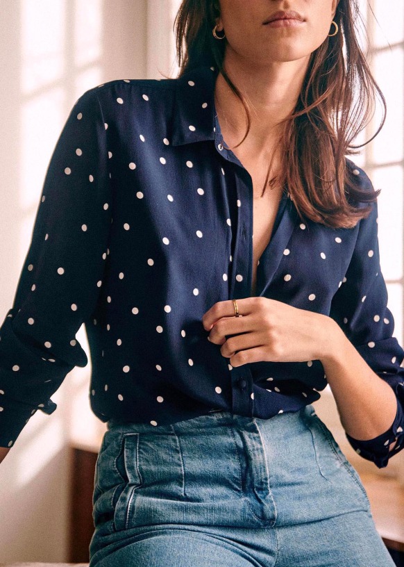 On the Spot Burgundy Polka Dot Button-Up Top