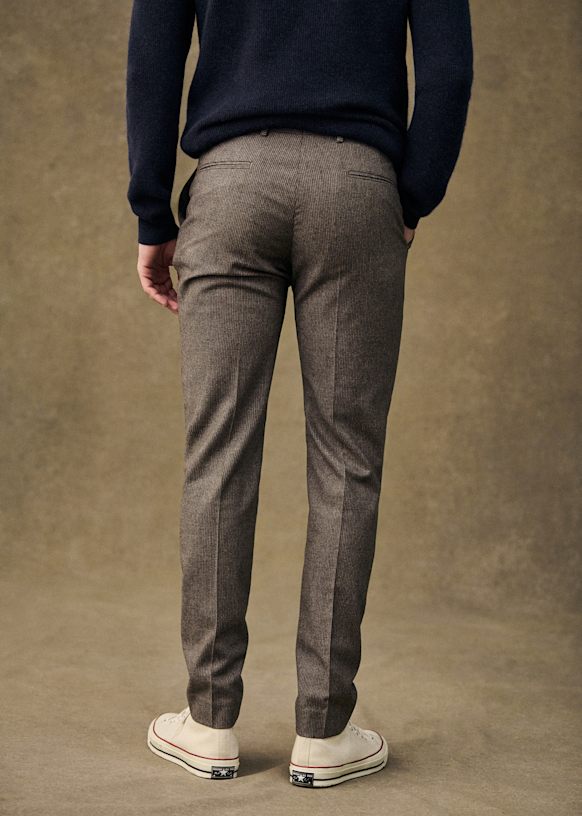 Carl Trousers - Herringbone Brown - Wool - Octobre Éditions