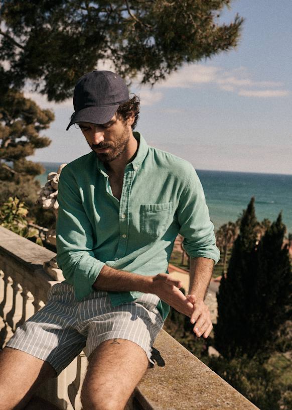 LOOKPLE Look Sturbo Summer Ice Pigment Linen Shirt (10 色) Linen shirt | Grey | dk stone | Relaxed fit | 30-220075C
