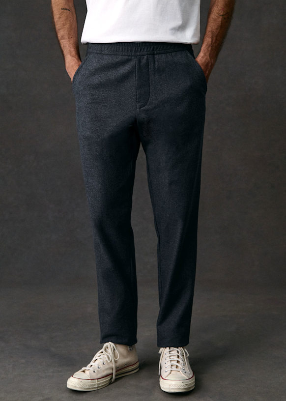 Danny Wool Trousers - Dark Mottled Green - Wool - Sézane
