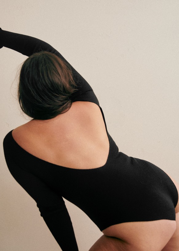 Sezane Joanie Body Suit Vintage Blue - Small Joanie Bodysuit - Vintage Blue - Merino Wool - Sézane main image 3