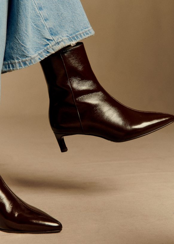 Garance Ankle Boots - Light Taupe - Split cowhide leather - Sézane