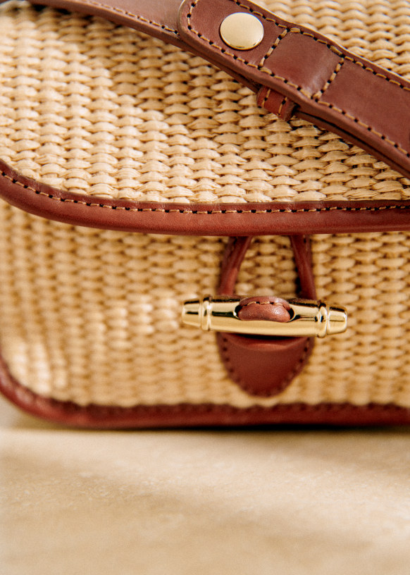 【SEZANE】ミロ テキスタイルバッグ Milo Micro Bag - Woven Straw - Cotton-Polyamide Textile - Sézane