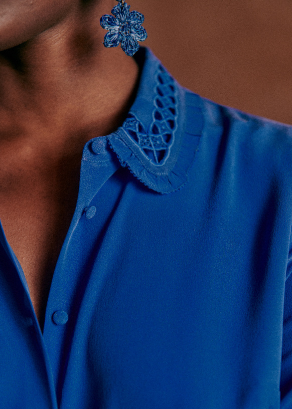 Suzanne Shirt - Flash blue - Silk - Sézane