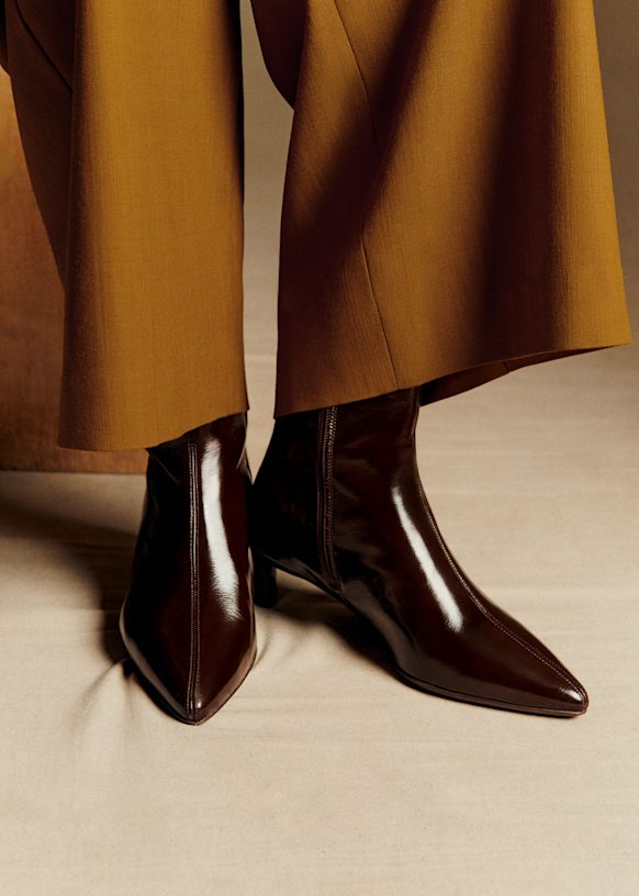 Garance Ankle Boots - Chocolate patent - Bovine leather - Sézane
