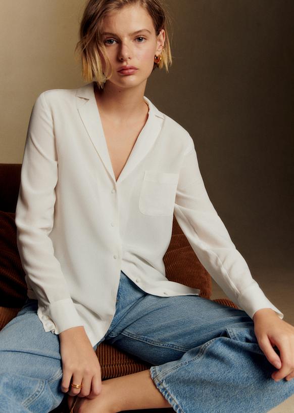 トップス SEZANE CHEMISE FLORENCE 34 Sezane Tops | Szane Chemise Florence Silk Button Dotted Top