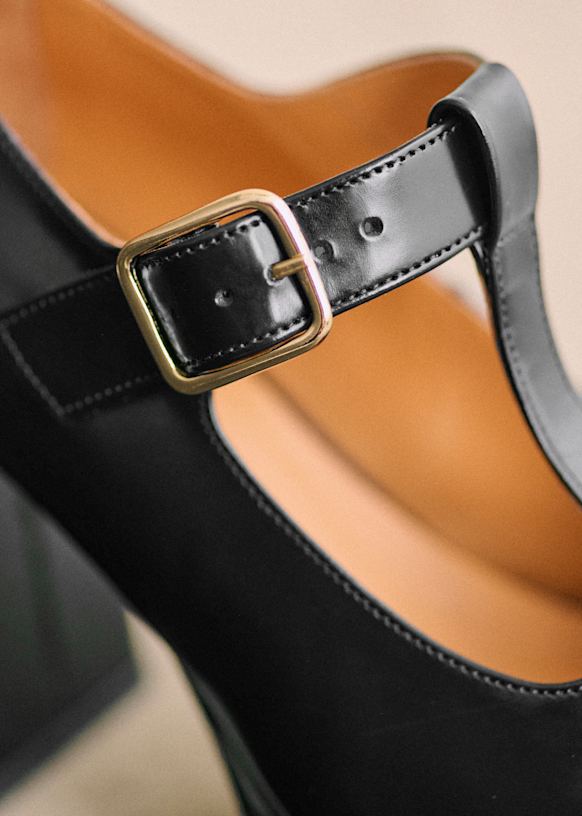 Monique High Mary Janes - Brown croco - Bovine leather - Sézane