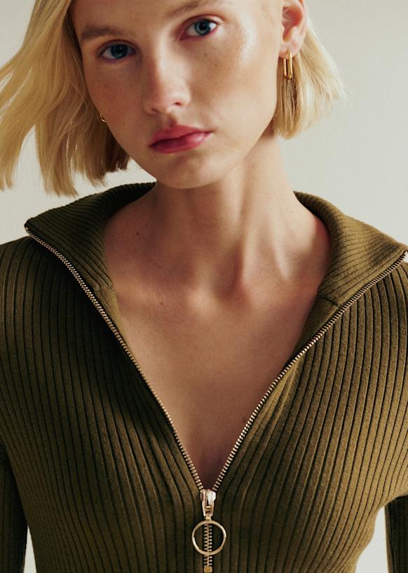 Alina Dress - Olive Green - Merino Wool - Sézane