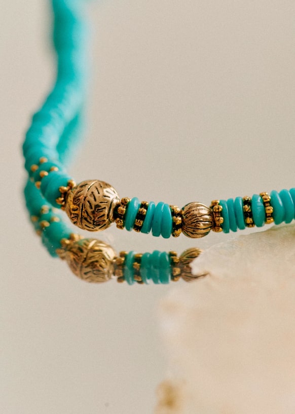 Martha Necklace - Gold / Turquoise - Brass - Octobre Éditions