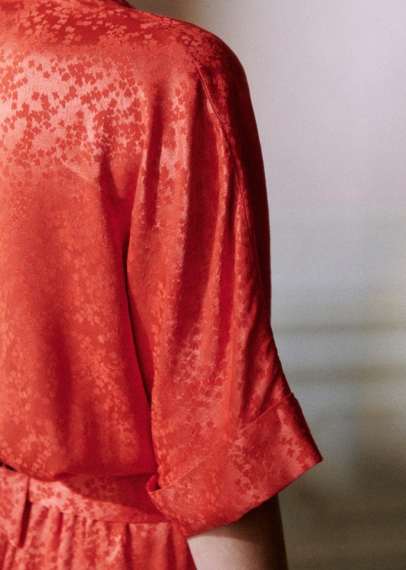 Sezane｜Joan バックル付きベルト半袖プリントジャンプスーツ Joan ジャンプスーツ - タンジェリン - ビスコース - Sézane