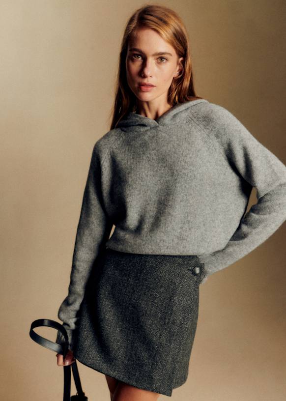 Sezane - Laure スカート [34] Laure Skirt - Grey herringbone - Wool - Sézane