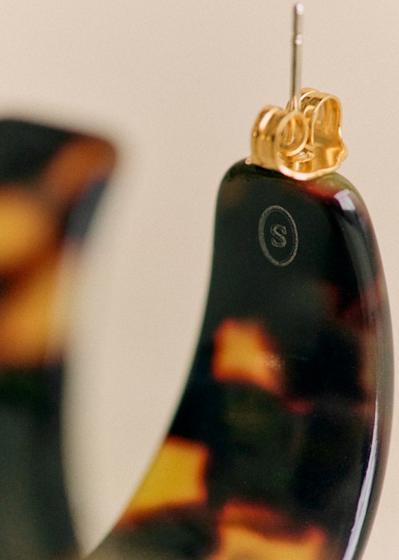 Ludovica Earrings - Tortoiseshell Brown - Acetate - Sézane Ludovica Earrings - Tortoiseshell Brown - Acetate - Sézane