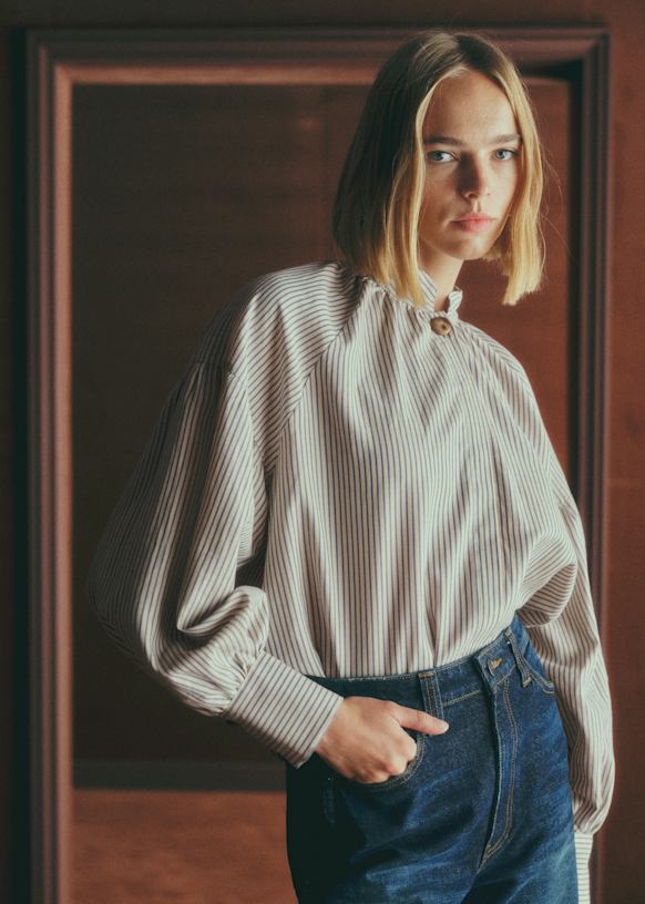 Analyne シャツ - エクリュ - オーガニックコットン - Sézane