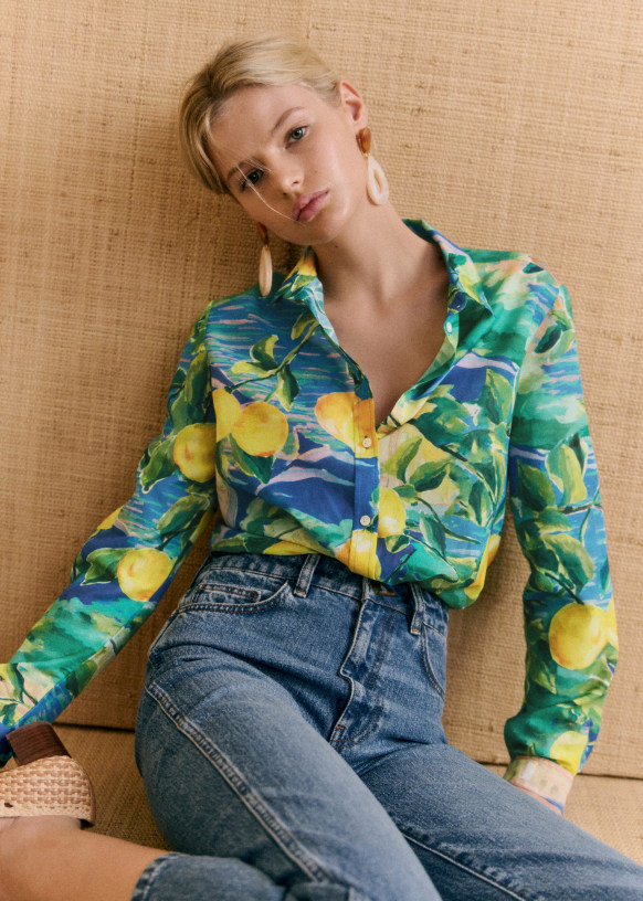 Sezane セザンヌ Pierro シャツ　38サイズ　M シルク100% SEZANE Pierro Shirt 100% New and Real Size | Depop