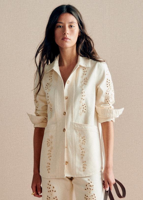 Willジャケット - エクリュにアイビー刺繍 - オーガニックコットン