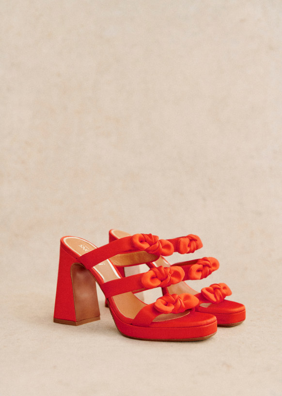 Orange heeled mules sale