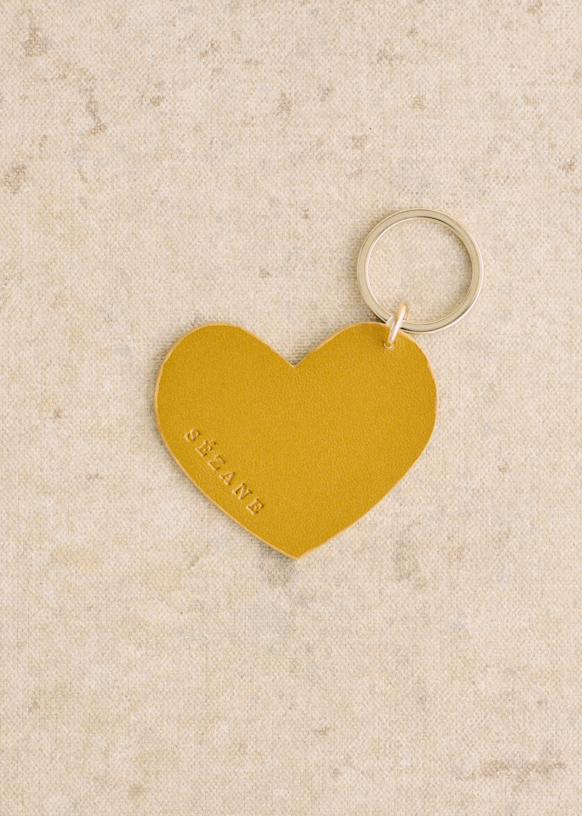 Heart Keychain Red Amour fou Leather Sezane