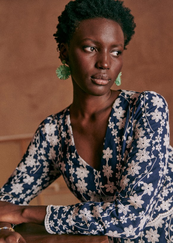 Ilona Dress - Navy - Organic Cotton - Sézane