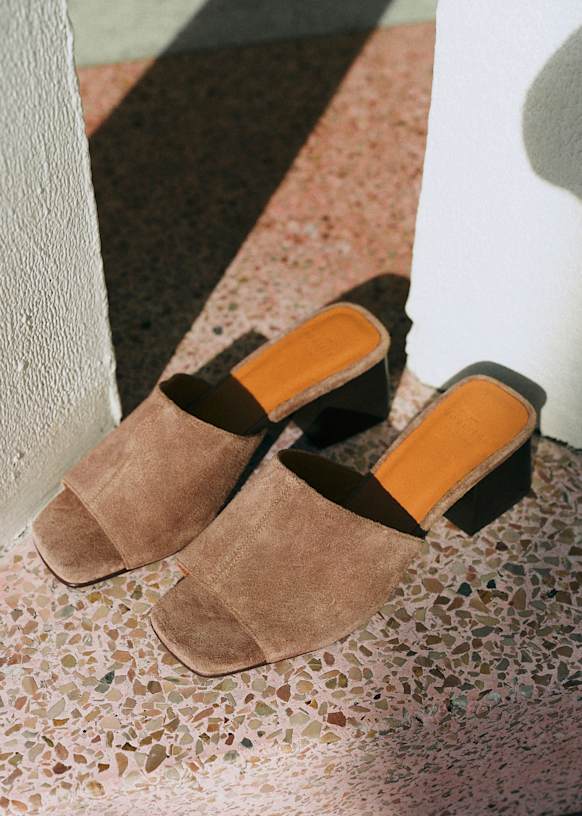 Doriane Mules - Light Taupe - Split cowhide leather - Sézane