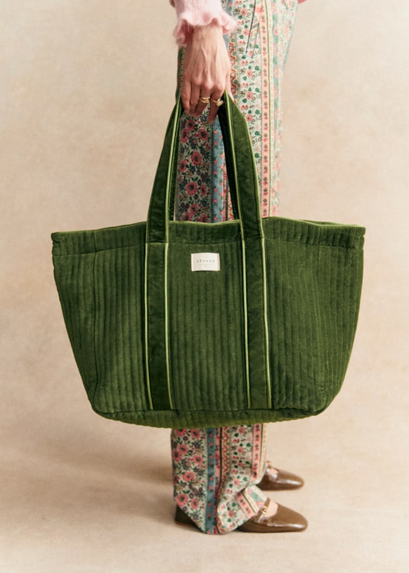 Tote bag Green Cotton Sezane