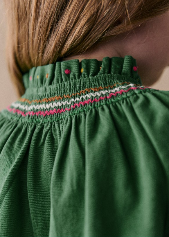 Haut Boho Broderie Vert - Taille XS - Comme Neuf (porté 2 Fois) - Manches 3/4 - Marque Only - Femme