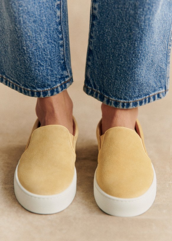 セレーネ Theo Sneakers - Lemon - Split cowhide leather - Sézane